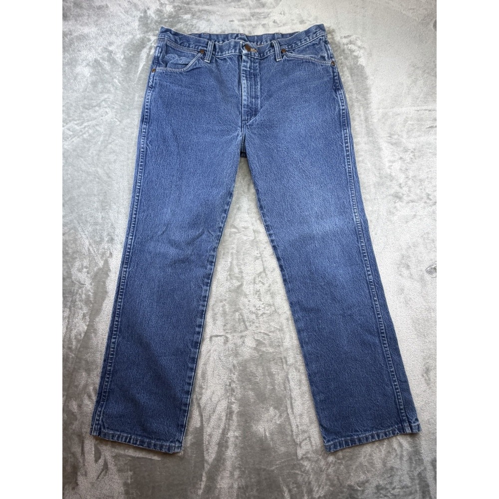 Wrangler Jeans Mens 36 x 30 Blue Regular Fit Straight Leg Medium Wash 936PWD